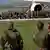 German NATO peacekeepers arrive by plane at Pristina's airport, Kosovo