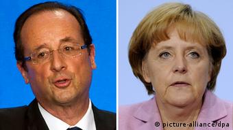 Kombibild Francois Hollande Angela Merkel