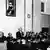 Cabinet Ministers of the new state of Israel are seen on May 14, 1948, at a ceremony at the Tel Aviv Art Museum (ddp images/AP Photo).