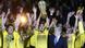 Borussia Dortmund players celebrate with the trophy after defeating Bayern Munich to win the German DFB Cup (DFB Pokal) final soccer match at the Olympic stadium in Berlin, May 12, 2012. Dortmund won the match 5-2. At centre right is German President Joachim Gauck. REUTERS/Photographer Name (GERMANY) REUTERS/Kai Pfaffenbach (GERMANY - Tags: SPORT SOCCER) DFB RULES PROHIBIT USE IN MMS SERVICES VIA HANDHELD DEVICES UNTIL TWO HOURS AFTER A MATCH AND ANY USAGE ON INTERNET OR ONLINE MEDIA SIMULATING VIDEO FOOTAGE DURING THE MATCH Borussia Dortmund players celebrate with the trophy after defeating Bayern Munich to win the German DFB Cup (DFB Pokal) final soccer match at the Olympic stadium in Berlin, May 12, 2012. Dortmund won the match 5-2. At centre right is German President Joachim Gauck. REUTERS/Photographer Name (GERMANY) REUTERS/Kai Pfaffenbach (GERMANY - Tags: SPORT SOCCER) DFB RULES PROHIBIT USE IN MMS SERVICES VIA HANDHELD DEVICES UNTIL TWO HOURS AFTER A MATCH AND ANY USAGE ON INTERNET OR ONLINE MEDIA SIMULATING VIDEO FOOTAGE DURING THE MATCH