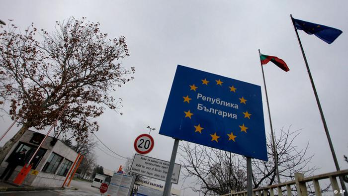 Bulgarien Schild an der Grenze zu der Türkei