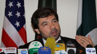 Jawed Ludin, then Afghan deputy foreign affairs minister, at a press conference in 2011