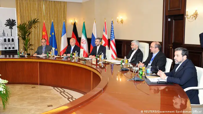 Iran's chief negotiator Saeed Jalili (3rd R) and his delegation attend a meeting with representatives of the U.S., Russia, China, Germany, France and Britain in Baghdad May 23, 2012. World powers began talks with Iran on Wednesday to test its readiness under pressure of sanctions to scale back its nuclear programme, seeking to ease a decade-old standoff and avert the threat of a Middle East war. REUTERS/Government Spokesman Office/Handout (IRAQ - Tags: POLITICS ENERGY) FOR EDITORIAL USE ONLY. NOT FOR SALE FOR MARKETING OR ADVERTISING CAMPAIGNS. THIS IMAGE HAS BEEN SUPPLIED BY A THIRD PARTY. IT IS DISTRIBUTED, EXACTLY AS RECEIVED BY REUTERS, AS A SERVICE TO CLIENTS