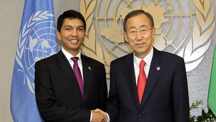 Andry Rajoelina et Ban Ki-moon en Septembre 2011 au siège de l'Onu à New York