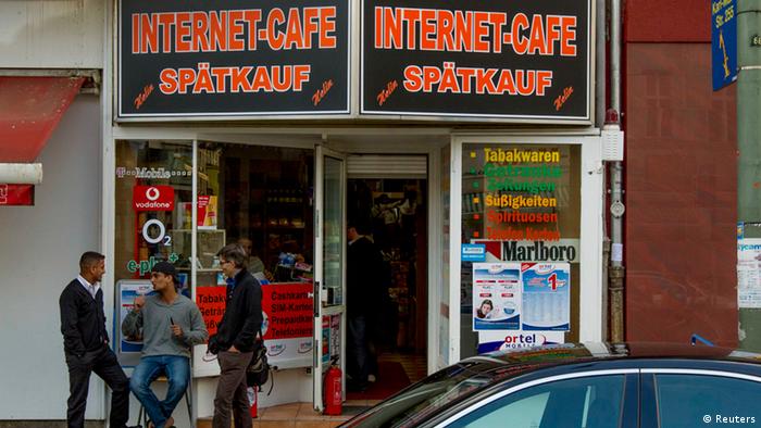 The internet cafe where police detained Canadian murder suspect Luka Rocco Magnotta in Berlin, June 4, 2012.