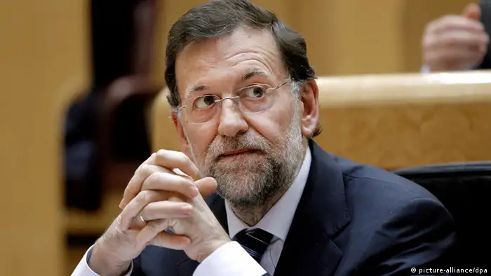 Spanish Prime Minister Mariano Rajoy, during a government's control session held at the Upper Chamber of the Spanish Parliament in Madrid, Spain, 05 June 2012. This is the last control session for the Spanish government before the summer holidays. EFE/JuanJo Martin