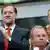 Spain's Prime Minister Mariano Rajoy (L) applauds next to Poland's Prime Minister Donald Tusk at the start of Group C Euro 2012 soccer match between Spain and Italy at the PGE Arena stadium in Gdansk, June 10, 2012. REUTERS/Juan Medina (POLAND - Tags: SPORT SOCCER ROYALS)
