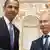 President Barack Obama, left, shakes hands with Russian Prime Minister Vladimir Putin during a meeting at Novo Ogaryovo, Tuesday, July 7, 2009, in Moscow. (AP Photo/Haraz N. Ghanbari)