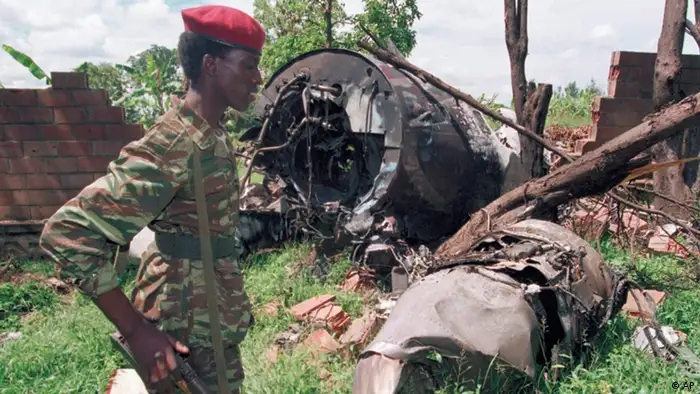 Das Flugzeugwrack, in dem Ruandas Präsident Juvenal Habyarimana umkam