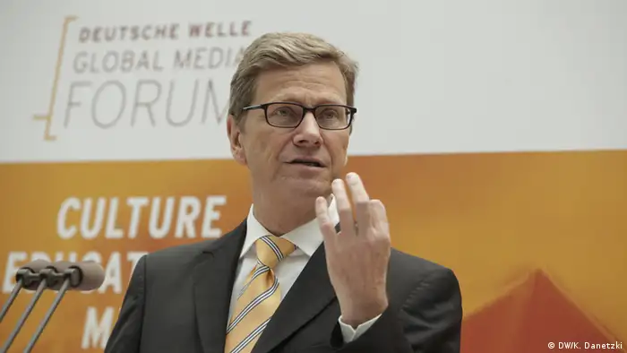 Bundesaußenminister Guido Westerwelle auf dem Deutsche Welle Global Media Forum 2012 (26.06.2012) in Bonn.