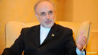 Iranian Foreign Minister Ali Akbar Salehi speaks during an interview with Reuters in Abu Dhabi July 9, 2012. REUTERS/Ben Job (UNITED ARAB EMIRATES - Tags: POLITICS)