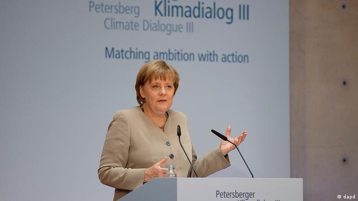Bundeskanzlerin Angela Merkel beim Petersberger Klimadialog (Foto: dapd)
