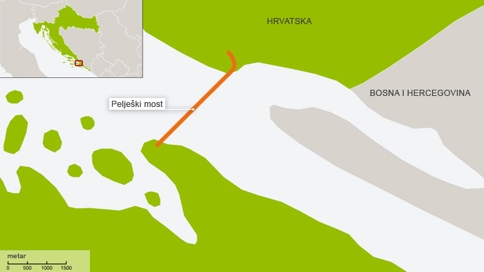 Karte Kroatien Pelješac-Brücke