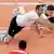 Germany's Gyorgy Grozer (9, left) and Lukas Kampa (11) dive for a shot by Tunisia's Anouer Taouerghi (12) during a men's volleyball preliminary match at the 2012 Summer Olympics Saturday, Aug. 4, 2012, in London. (Foto:Chris O'Meara/AP/dapd).