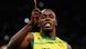 Jamaica's Usain Bolt gestures after winning the men's 100m final with an Olympic record during the London 2012 Olympic Games at the Olympic Stadium August 5, 2012. Jamaica's Usain Bolt gestures after winning the men's 100m final with an Olympic record during the London 2012 Olympic Games at the Olympic Stadium August 5, 2012.
