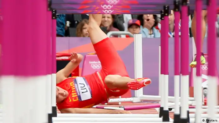 Hürdenläufer Liu Xiang Sturz 110 Meter Hürden Olympia London 2012