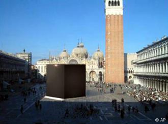 An enhanced photo by the artist shows how 'Cube' would look in Venice