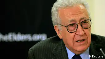 Diplomat Lakhdar Brahimi speaks with former U.S. President Jimmy Carter (not pictured) during a joint news conference in Khartoum in this May 27, 2012 file photo. Veteran Algerian diplomat Brahimi is expected to be named to replace Kofi Annan as the U.N.-Arab League joint special envoy for Syria barring a last-minute change, diplomats said on August 10, 2012. REUTERS/Mohamed Nureldin Abdallah/Files (SUDAN - Tags: POLITICS)