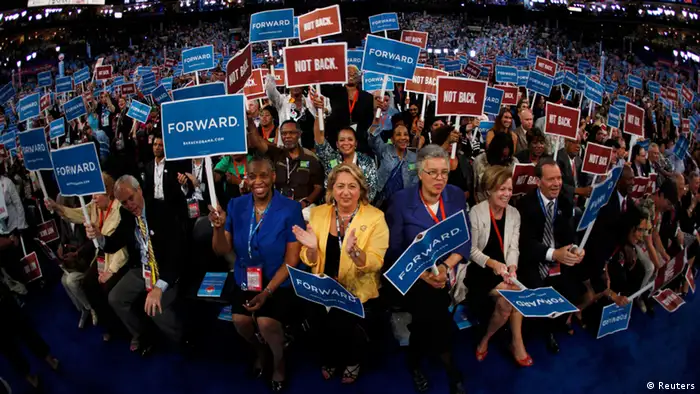 Delegates applaud during the first session of the Democratic National Convention in Charlotte, North REUTERS/Jim Young (UNITED STATES - Tags: POLITICS ELECTIONS)