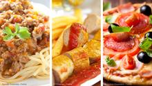 Pasta,Currywurst, Pizza
