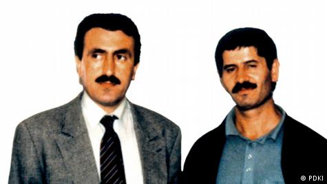 همایون اردلان (راست) و فتاح عبدلی، از رهبران حزب دمکرات کردستان ایران که در ترور میکونوس به قتل رسیدند
