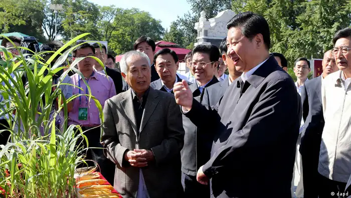 In this photo released by Xinhua News Agency, Chinese Vice President Xi Jinping, front right, attends an activity to mark this year's National Science Popularization Day at China Agricultural University in Beijing, Saturday, Sept. 15, 2012. China's presumed next leader Xi made an appearance Saturday for the first time since dropping from public view earlier this month, a two-week absence that fueled rumors about his health and raised questions about the stability of the country's succession process. (Foto:Xinhua, Ding Lin/AP/dapd) NO SALE