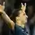 Paris St Germain's Zlatan Ibrahimovic celebrates his first goal during their Champions League soccer match against Dynamo Kiev at the Parc des Princes stadium in Paris, September 18, 2012. REUTERS/Benoit Tessier (FRANCE - Tags: SPORT SOCCER)