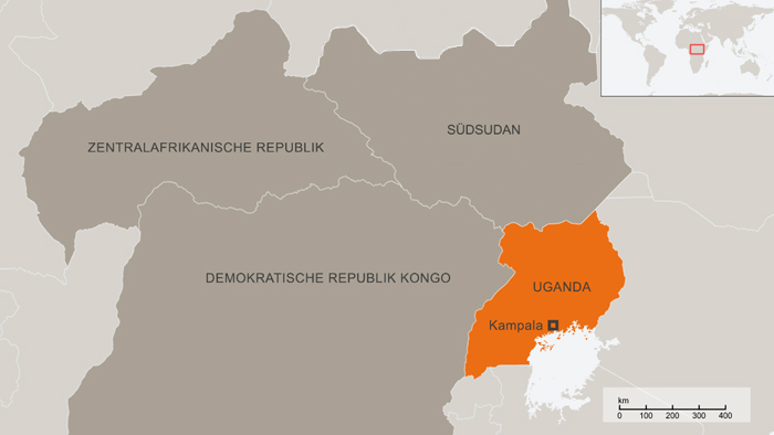 Karte von Uganda und seinen Nachrbarländern (DW)