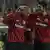Frankfurt's Brazilian defender Bamba Anderson (L) celebrates scoring the final equalizer