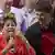 Brazil's President Dilma Rousseff delivers a speech as Fernando Haddad, Sao Paulo mayoral candidate of the Workers Party, right, smiles during a campaign rally in Sao Paulo, Brazil, Monday, Oct. 1, 2012. The first round of Mayoral elections are scheduled for Oct. 7, and the second round on Oct. 28, 2012. (Foto:Andre Penner/AP/dapd).