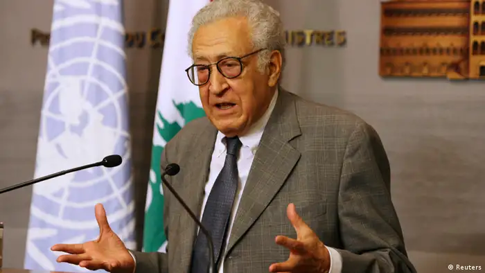 UN-Arab League peace envoy for Syria Lakhdar Brahimi speaks during a news conference after meeting with Lebanon's Prime Minister Najib Mikati (not pictured) at the government palace in Beirut October 17, 2012. REUTERS/Hasan Shaaban (LEBANON - Tags: POLITICS)