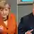 KOMBO - Die Bildkombo zeigt Bundeskanzlerin Angela Merkel (CDU) und den Kanzlerkandidaten der SPD, Peer Steinbrück, bei ihren Reden am 18.10.2012 im Bundestag in Berlin. Foto: Wolfgang Kumm/dpa pixel