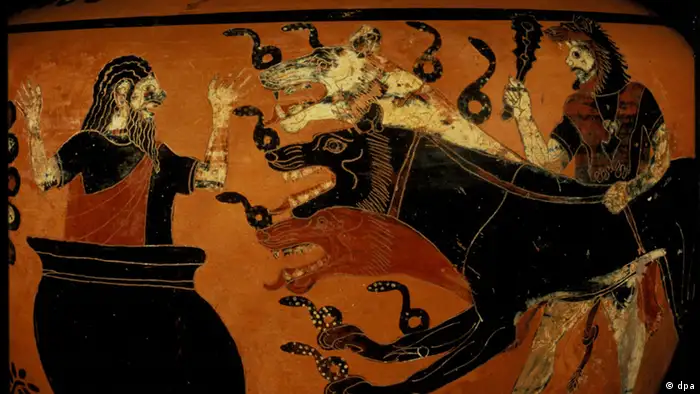 Herakles und Kerberos / Vasenmalerei Griechische Vasenmalerei