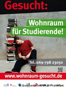Plakat der Goethe-Universität - Wohnungsnot bei Studierenden