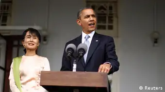 Obama und Aung San Suu Kyi PK in Yangon