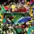 Fans Suedafrika mit Fahnen und Vuvuzela