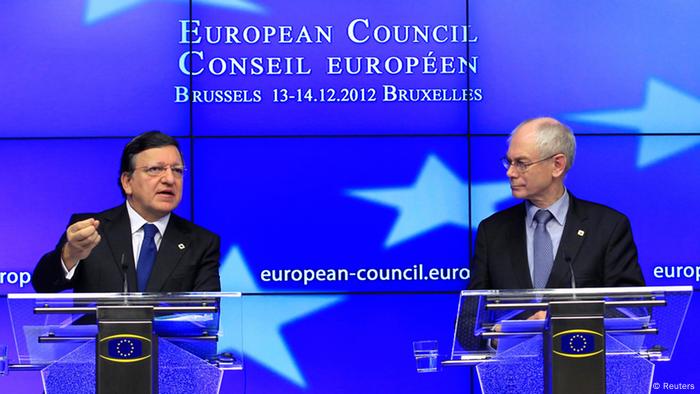 El presidente del Consejo Europeo, Van Rompuy, y el presidente de la Comisión Europea, Jose Manuel Barroso, en Brüssel