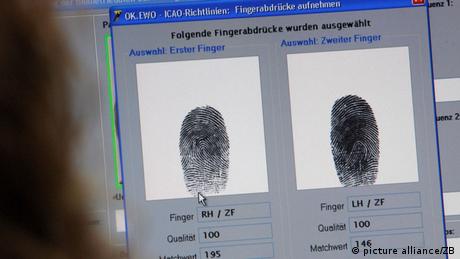 Datenerfassung Fingerabdrücke für Reisepässe