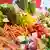 Organic market: fruit and vegetable display