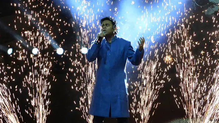 Indian musician and Oscar awardee A.R. Rahman performs at a concert in Bhopal, India, Thursday, Nov. 1, 2012