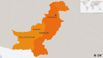 Quetta liegt im Westen von Pakistan. (Grafik: DW)