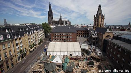 Archäologische Zone Judenviertel in Köln von oben 