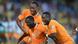 RUSTENBURG, SOUTH AFRICA - JANUARY 26, Yaya Toure (M) of Ivory Coast celebrates scoring a goal with Didier Drogba and Max Gradel during the 2013 African Cup of Nations match between Ivory Coast and Tunisia at Royal Bafokeng Stadium on January 26, 2013 in Rustenburg, South Africa. (Photo by Lefty Shivambu / Gallo Images/Getty Images) RUSTENBURG, SOUTH AFRICA - JANUARY 26, Yaya Toure (M) of Ivory Coast celebrates scoring a goal with Didier Drogba and Max Gradel during the 2013 African Cup of Nations match between Ivory Coast and Tunisia at Royal Bafokeng Stadium on January 26, 2013 in Rustenburg, South Africa. (Photo by Lefty Shivambu / Gallo Images/Getty Images)