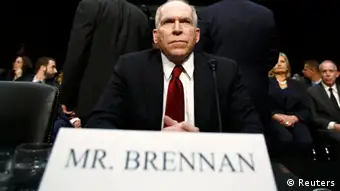 Deputy National Security Adviser John Brennan (C) sits to testify before a Senate Intelligence Committee hearing on his nomination to be the director of the CIA, on Capitol Hill in Washington February 7, 2013. REUTERS/Jason Reed (UNITED STATES - Tags: POLITICS)