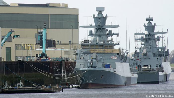 Two newly built marine ships at the Lürssen shipyard in Wolgast (Photo: Ingo Wagner dpa/lni/lno)