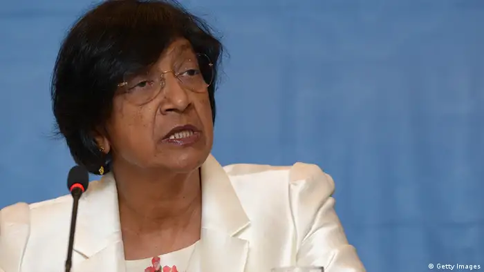 UN High Commissioner for Human Rights Navanethem Pillay, also known as Navi Pillay, speaks during a press conference in Jakarta on November 13, 2012. The UN human rights chief said on November 13, she was distressed by ongoing violence and discrimination against Christians and Muslim minorities in Indonesia, the world's biggest Muslim-majority nation. AFP PHOTO / ADEK BERRY (Photo credit should read ADEK BERRY/AFP/Getty Images)