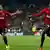 Danny Welbeck celebrates a goal for his old club Manchester United