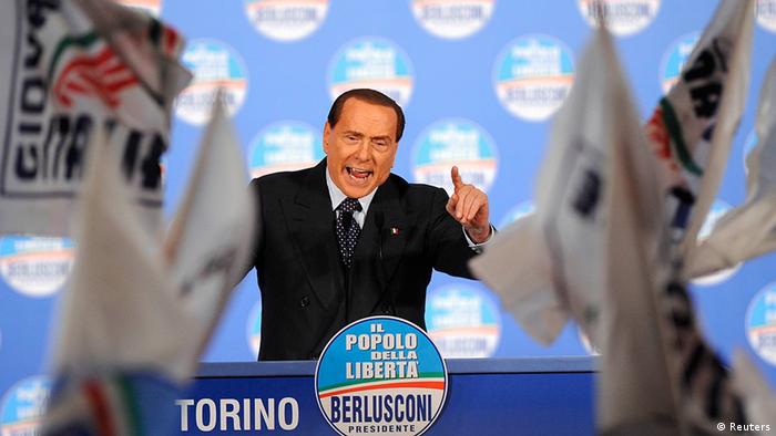 Former Italian Prime Minister Silvio Berlusconi speaks during a political rally in Turin 2013. (Photo:REUTERS/Giorgio Perottino)