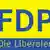 Das Logo der Freien Demokratischen Partei: Die blaue Großbuchstaben "FDP" auf gelbem Grund; darunter der gelbe Schriftzug "Die Liberalen" auf blauem Grund.