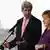 US Secretary of State John Kerry and German Chancellor Angela Merkel address a press conference at the Chancellery in Berlin (Photo: JOHN MACDOUGALL/AFP/Getty Images)